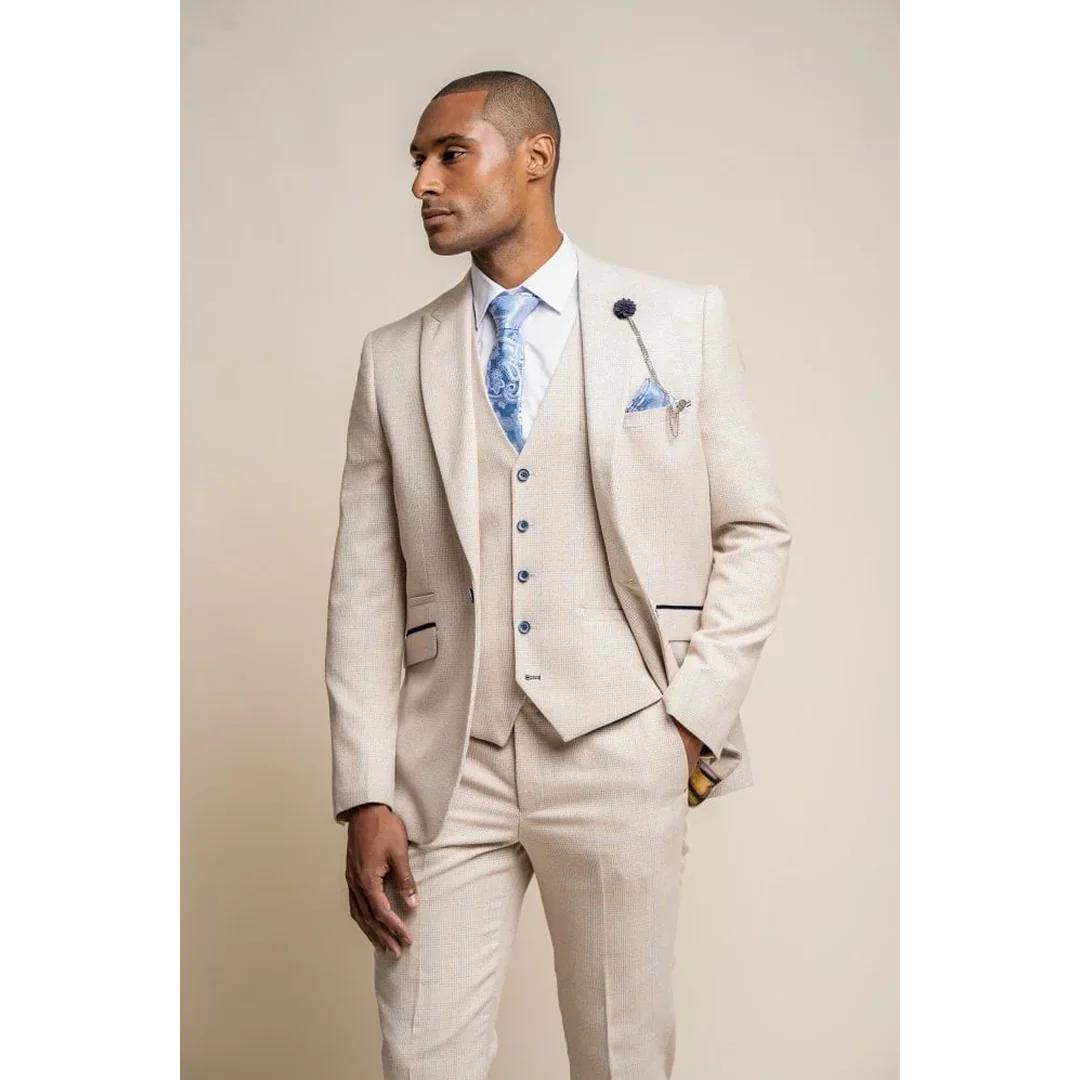Caridi – Men’s Tweed Beige Wedding Blazer