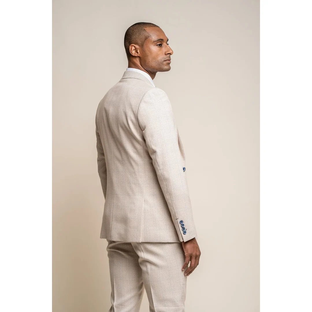 Caridi – Men’s Tweed Beige Wedding Blazer - Image 3