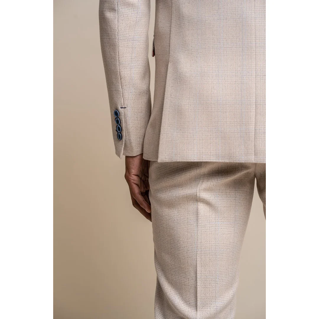 Caridi – Men’s Tweed Beige Wedding Blazer - Image 4