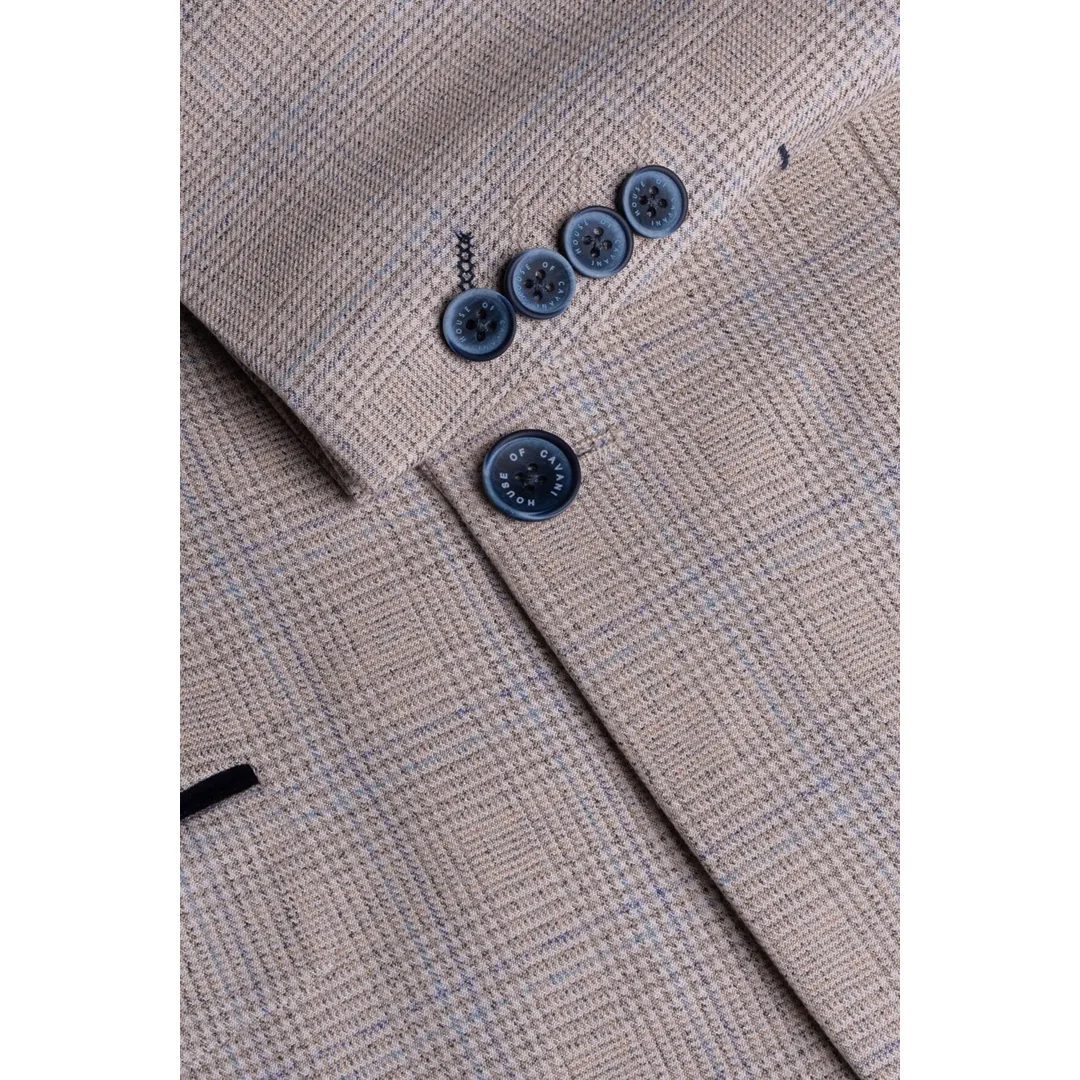 Caridi – Men’s Tweed Beige Wedding Blazer - Image 6