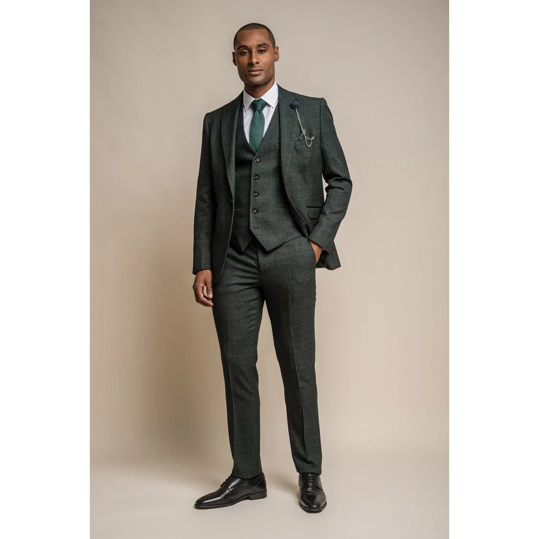 Caridi – Men’s Olive Green Tweed Blazer - Image 5