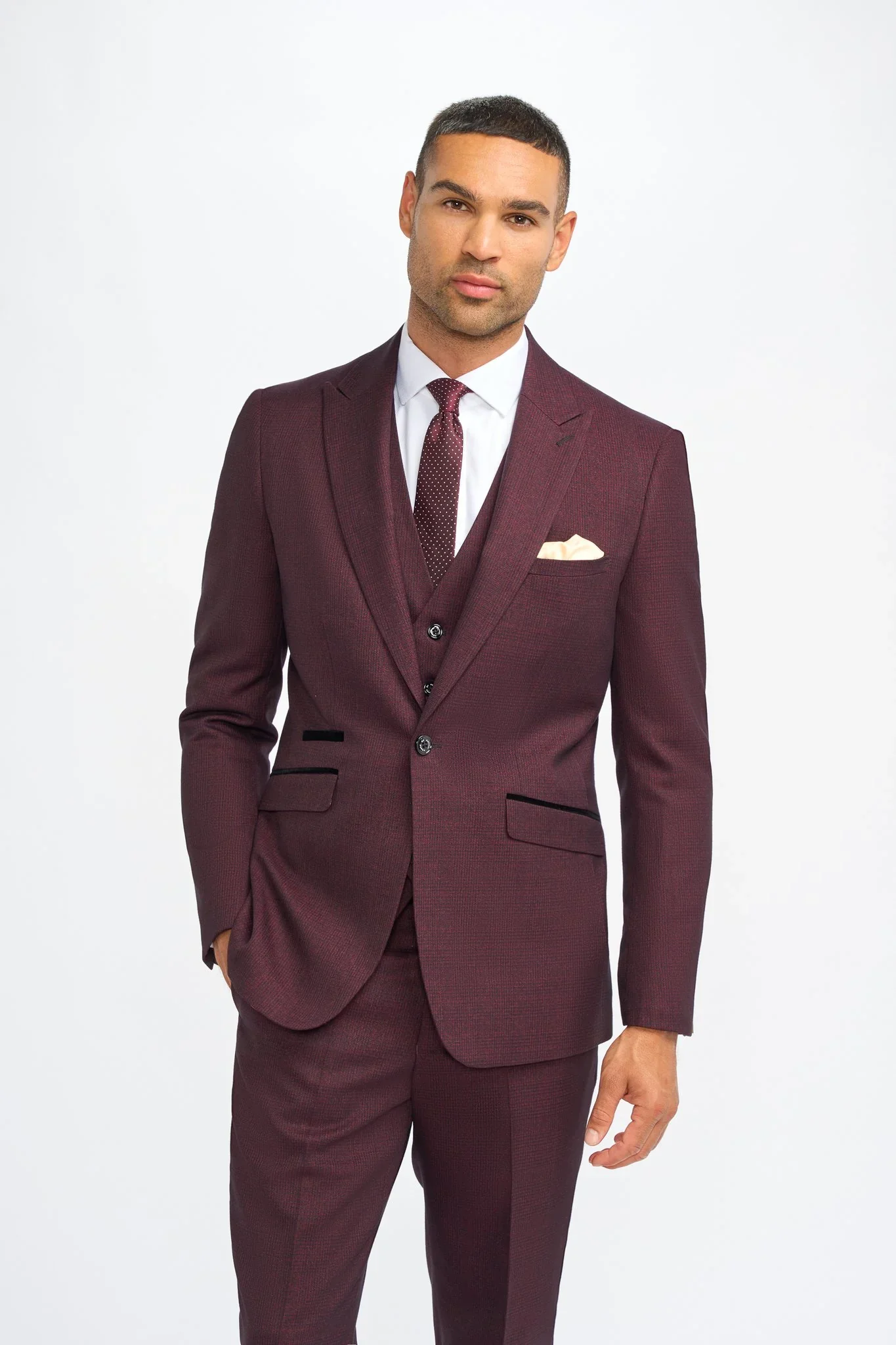Caridi – Men’s Burgundy Checked Blazer
