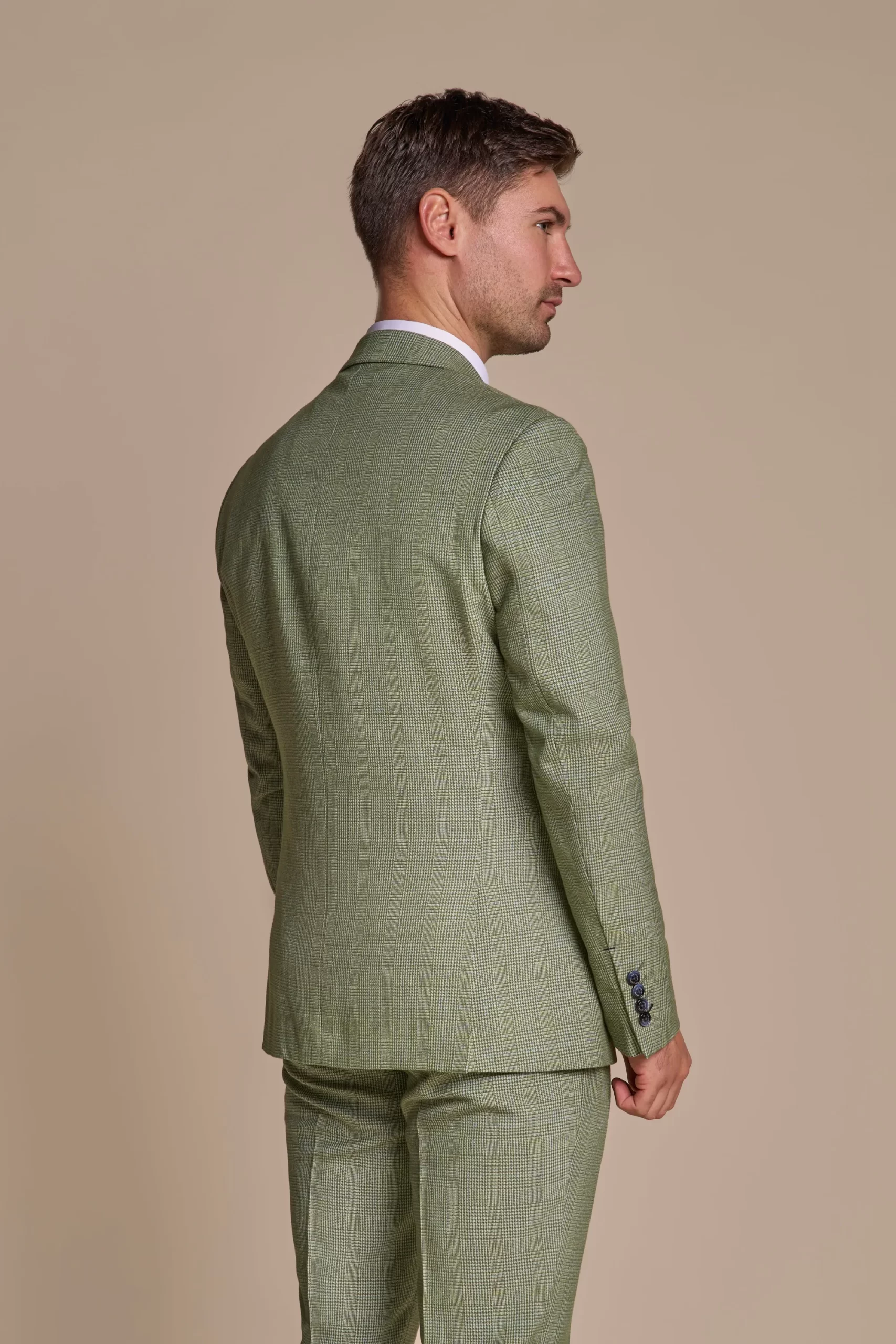 Caridi – Men’s Sage Green 3 Piece Checked Suit - Image 2