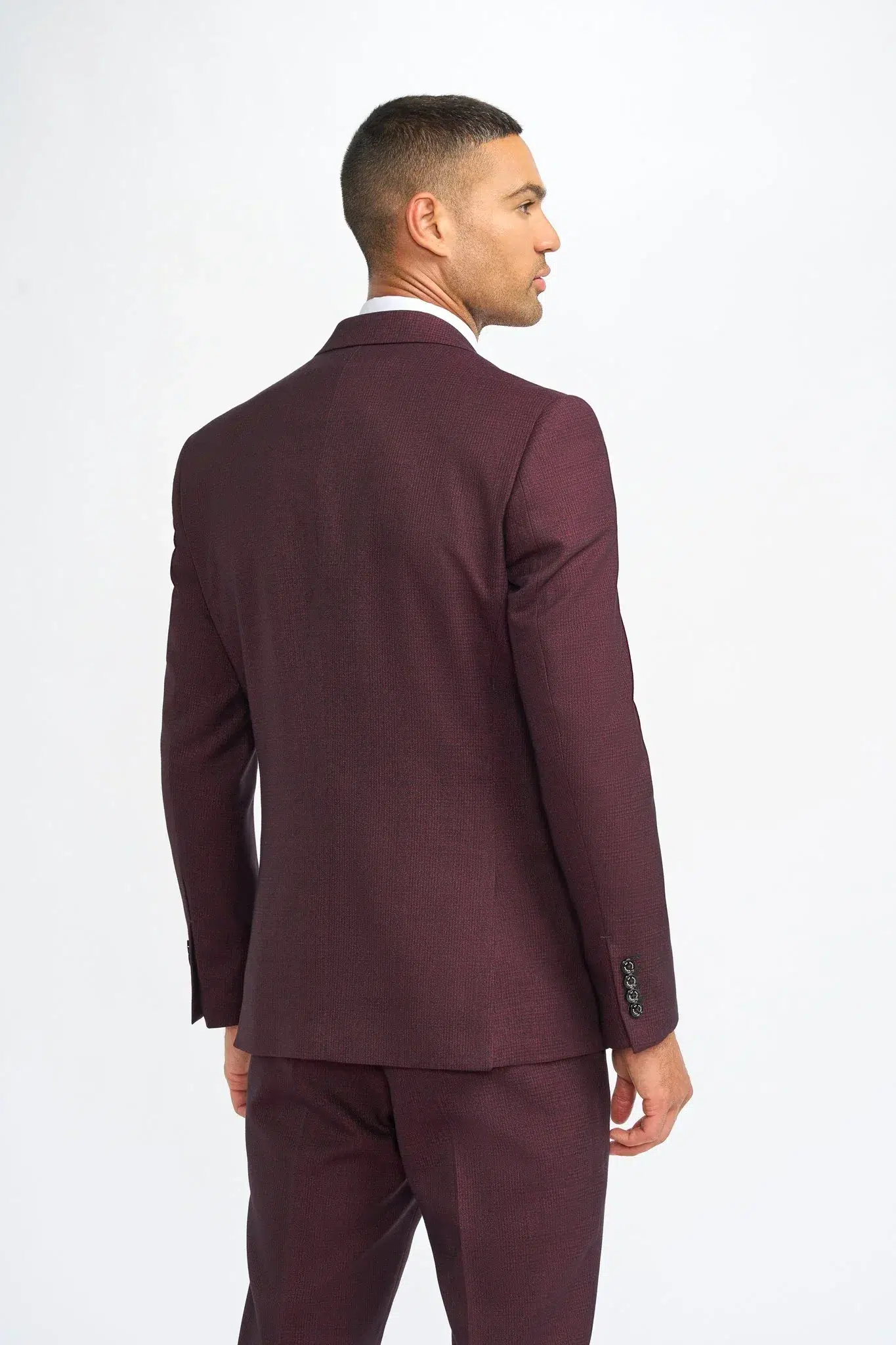 Caridi – Men’s Burgundy 3 Piece Checked Suit - Image 2