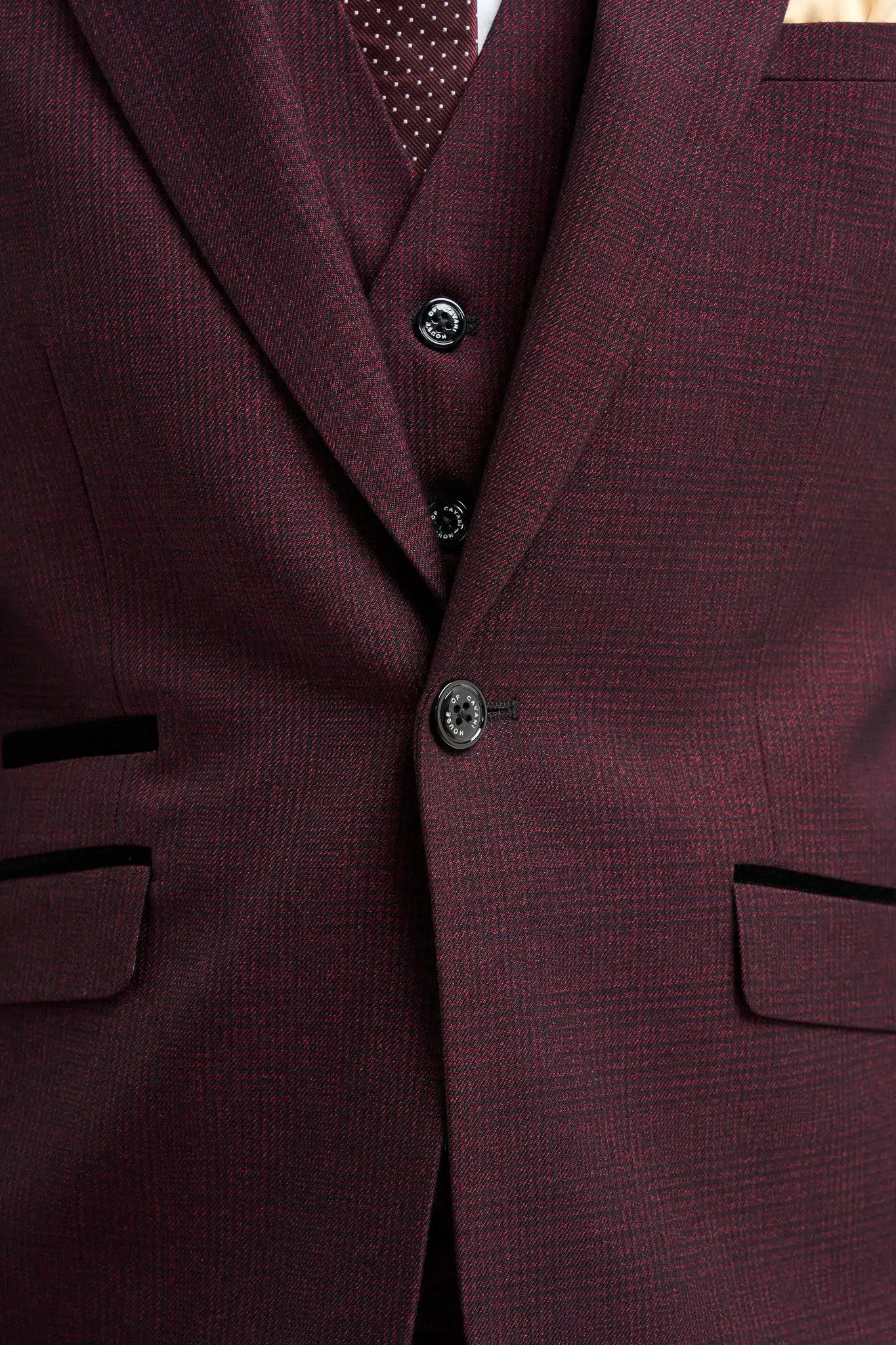 Caridi – Men’s Burgundy 3 Piece Checked Suit - Image 3