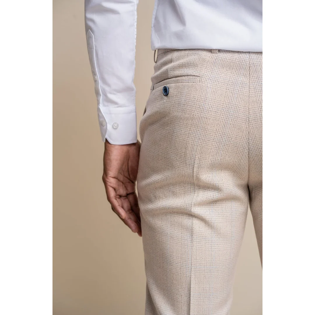 Caridi – Men’s Tweed Beige Wedding Trousers - Image 4