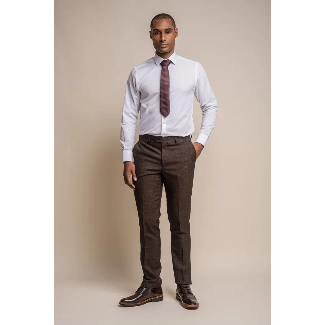 Caridi – Men’s Tweed Brown Trousers - Image 2