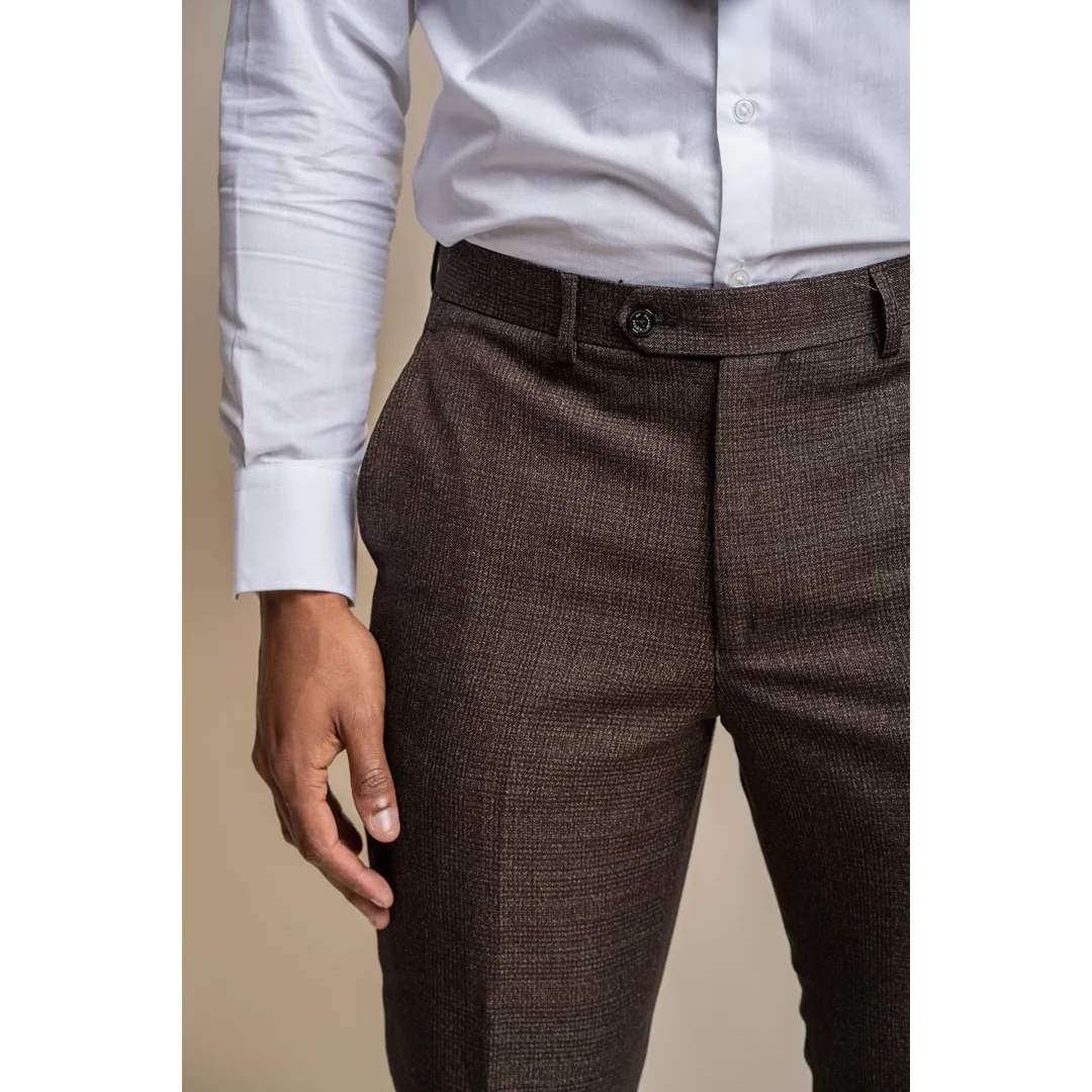 Caridi – Men’s Tweed Brown Trousers - Image 3