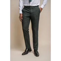 Caridi – Men’s Olive Green Tweed Trousers