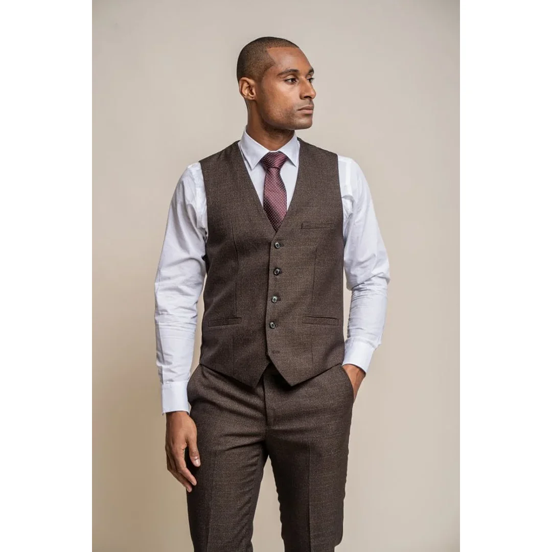 Caridi – Men’s Tweed Brown Waistcoat