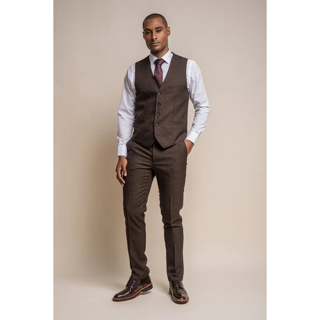Caridi – Men’s Tweed Brown Waistcoat - Image 2