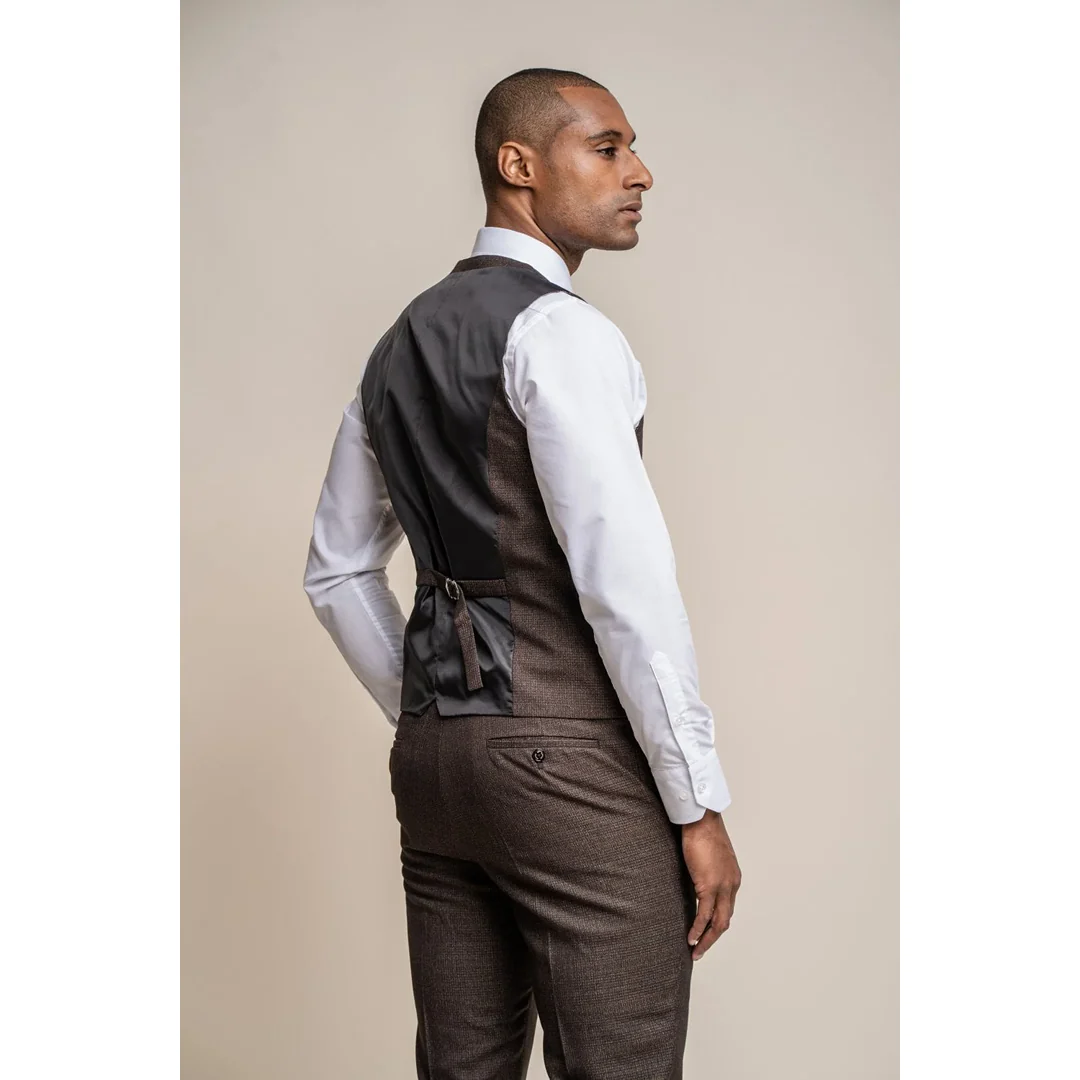 Caridi – Men’s Tweed Brown Waistcoat - Image 3