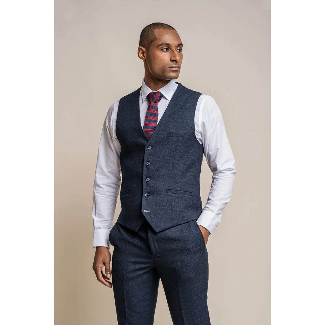 Caridi – Men’s Tweed Navy Blue Waistcoat