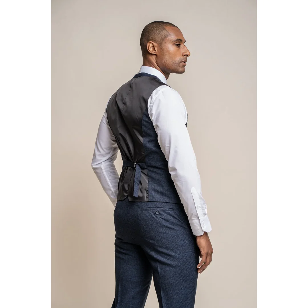 Caridi – Men’s Tweed Navy Blue Waistcoat - Image 2