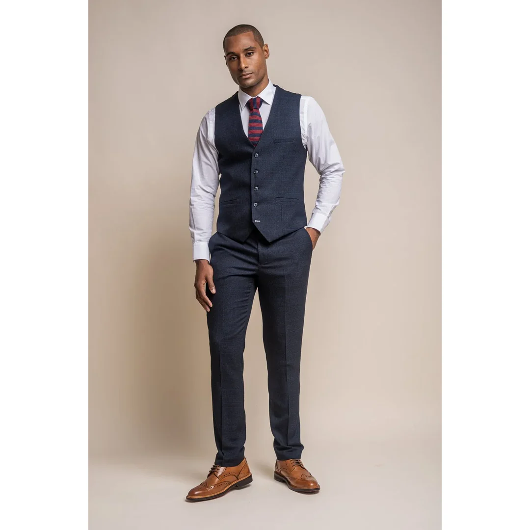 Caridi – Men’s Tweed Navy Blue Waistcoat - Image 3