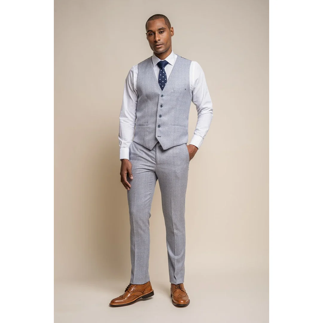 Caridi – Men’s Wedding Light Blue Waistcoat - Image 2