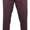 Mens Wine / Maroon Checked Vintage Trousers – Cavani Carly