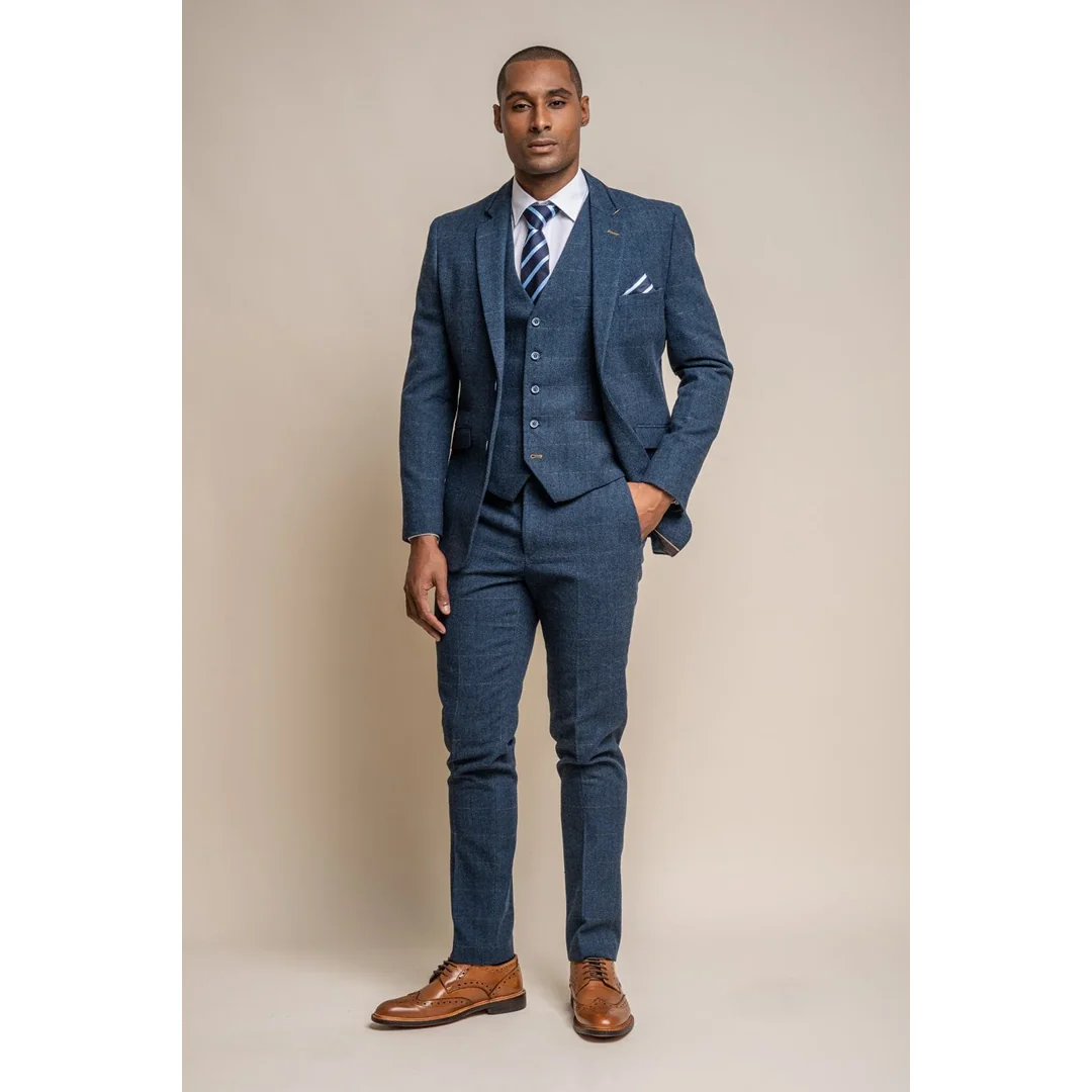 Carnegi – Men’s Navy Check Tweed Blazer - Image 7