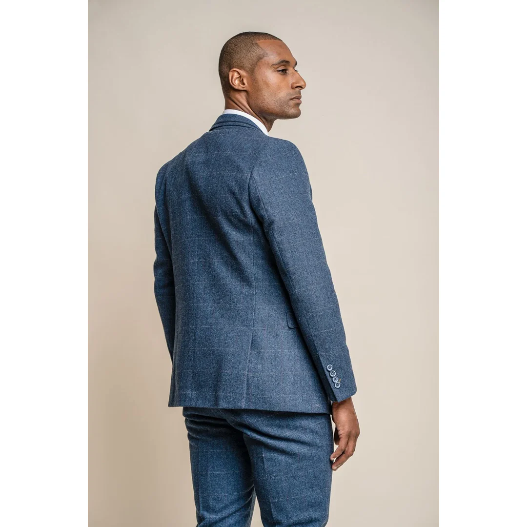 Carnegi – Men’s Navy Check Tweed Blazer - Image 2