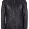 Infinity Real Leather Navy-Blue Biker Jacket For Men