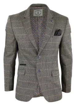 Mens Herringbone Check Vintage Blazer – Cavani Albert-Tan