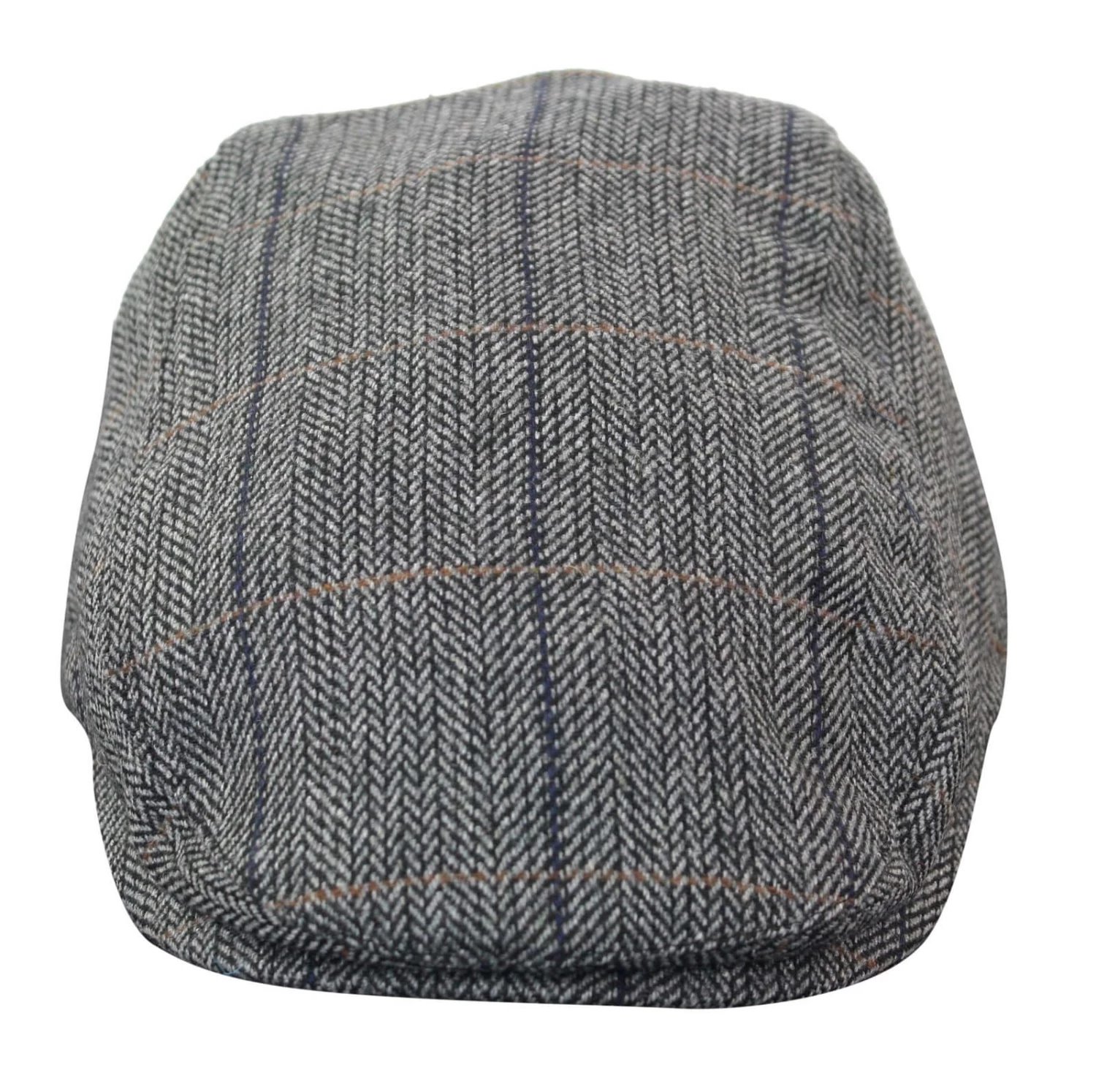 Cavani Albert Mens Tweed Flat Cap β Herringbone Tweed Wool Grandad Flat Hats Vintage β Tan Brown/Charcoal Grey - Image 7