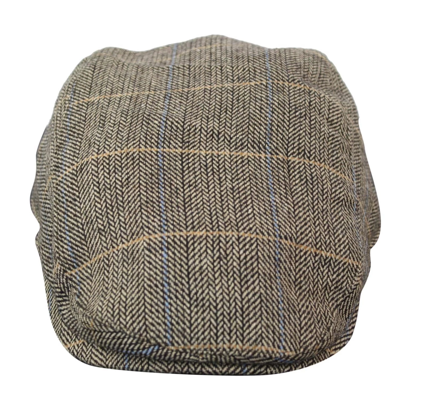 Cavani Albert Mens Tweed Flat Cap β Herringbone Tweed Wool Grandad Flat Hats Vintage β Tan Brown/Charcoal Grey - Image 3