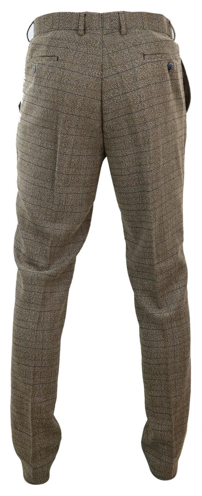 Mens Oak Brown Tweed Trousers - Image 4