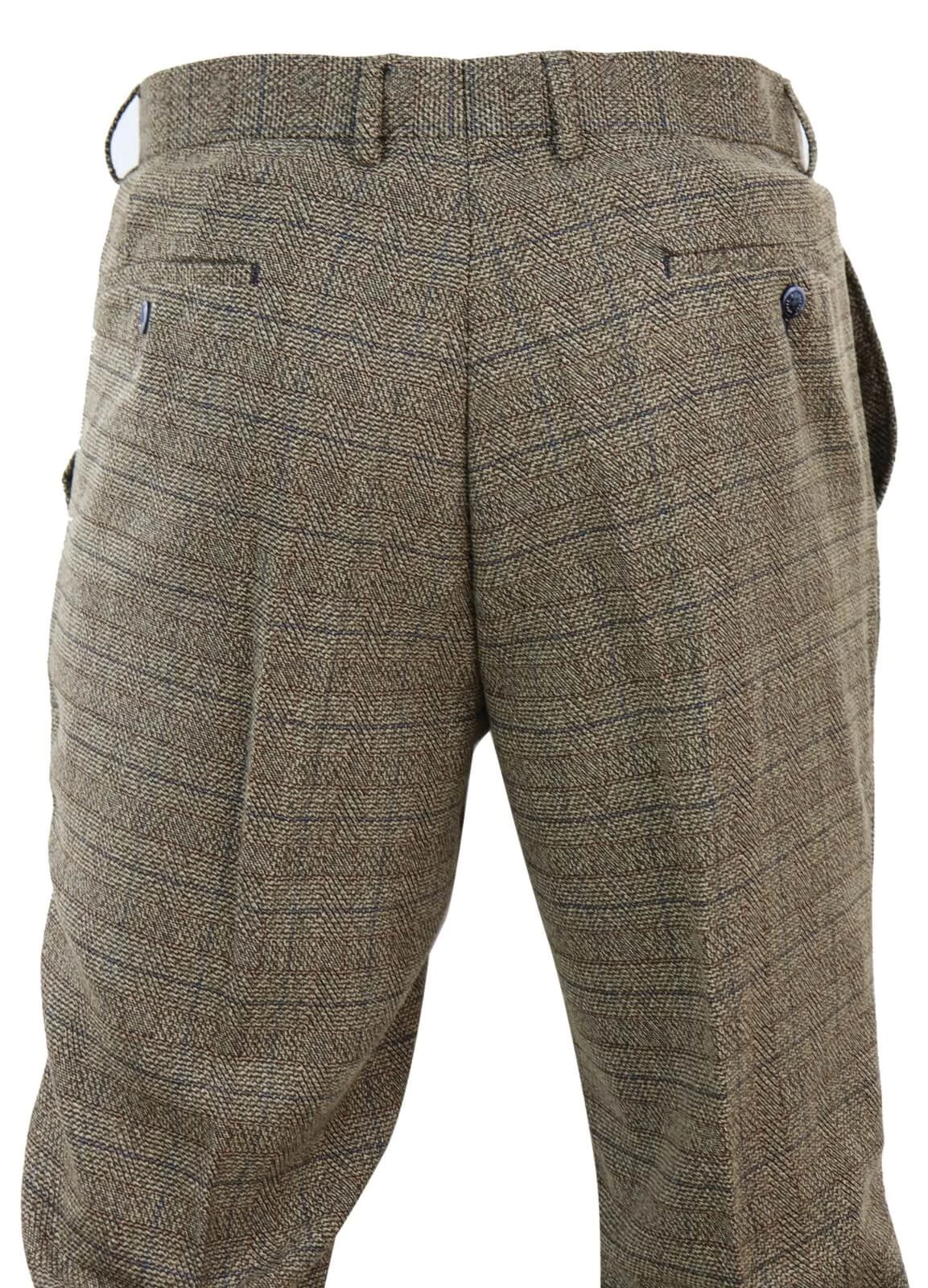 Mens Oak Brown Tweed Trousers - Image 2