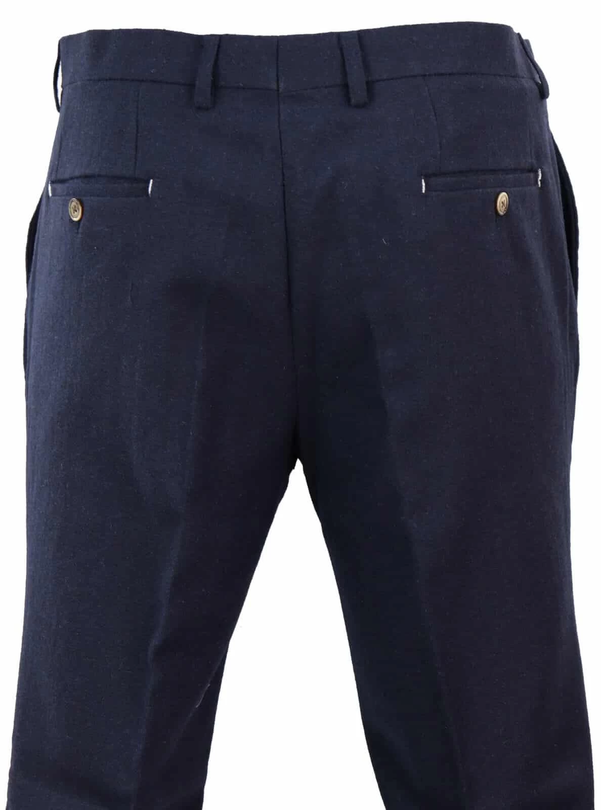 Mens Vintage Tweed Suit Trousers – Navy - Image 2