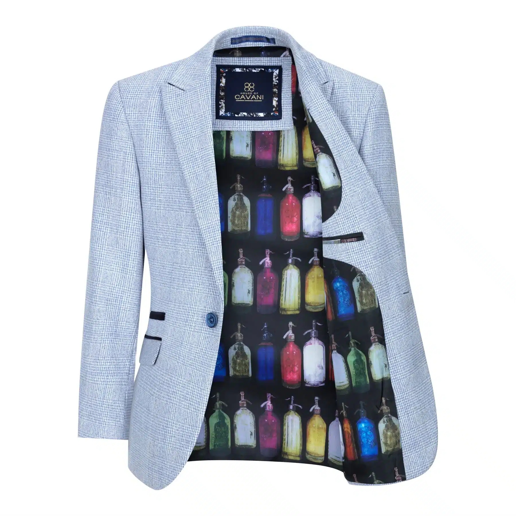 Boys 3 Piece Check Suit Tweed Light Blue Tailored Fit Wedding Peaky Classic - Image 4