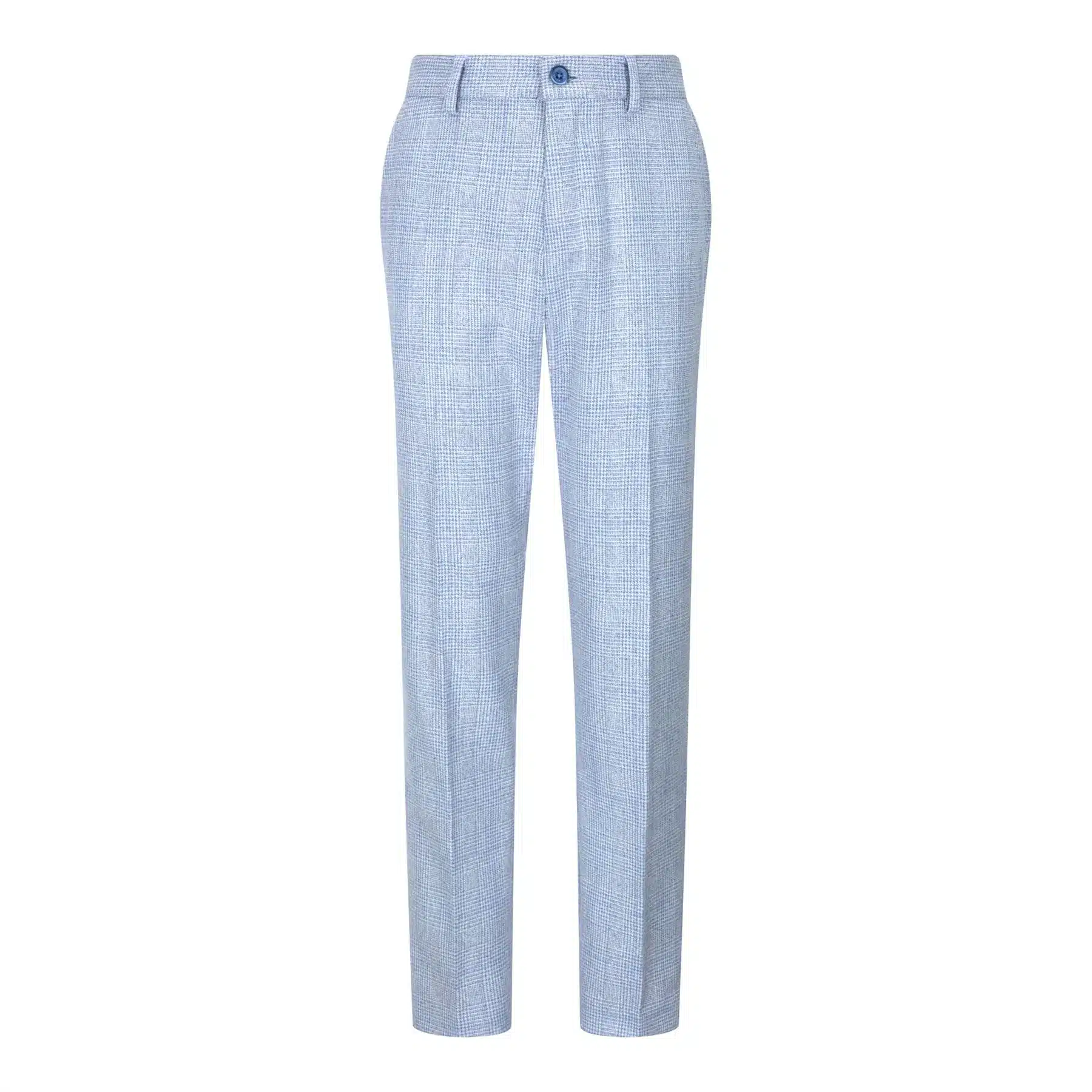 Boys 3 Piece Check Suit Tweed Light Blue Tailored Fit Wedding Peaky Classic - Image 8