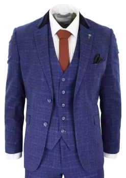 Cavani Kaiser – Men’s Blue Tweed Check Suit