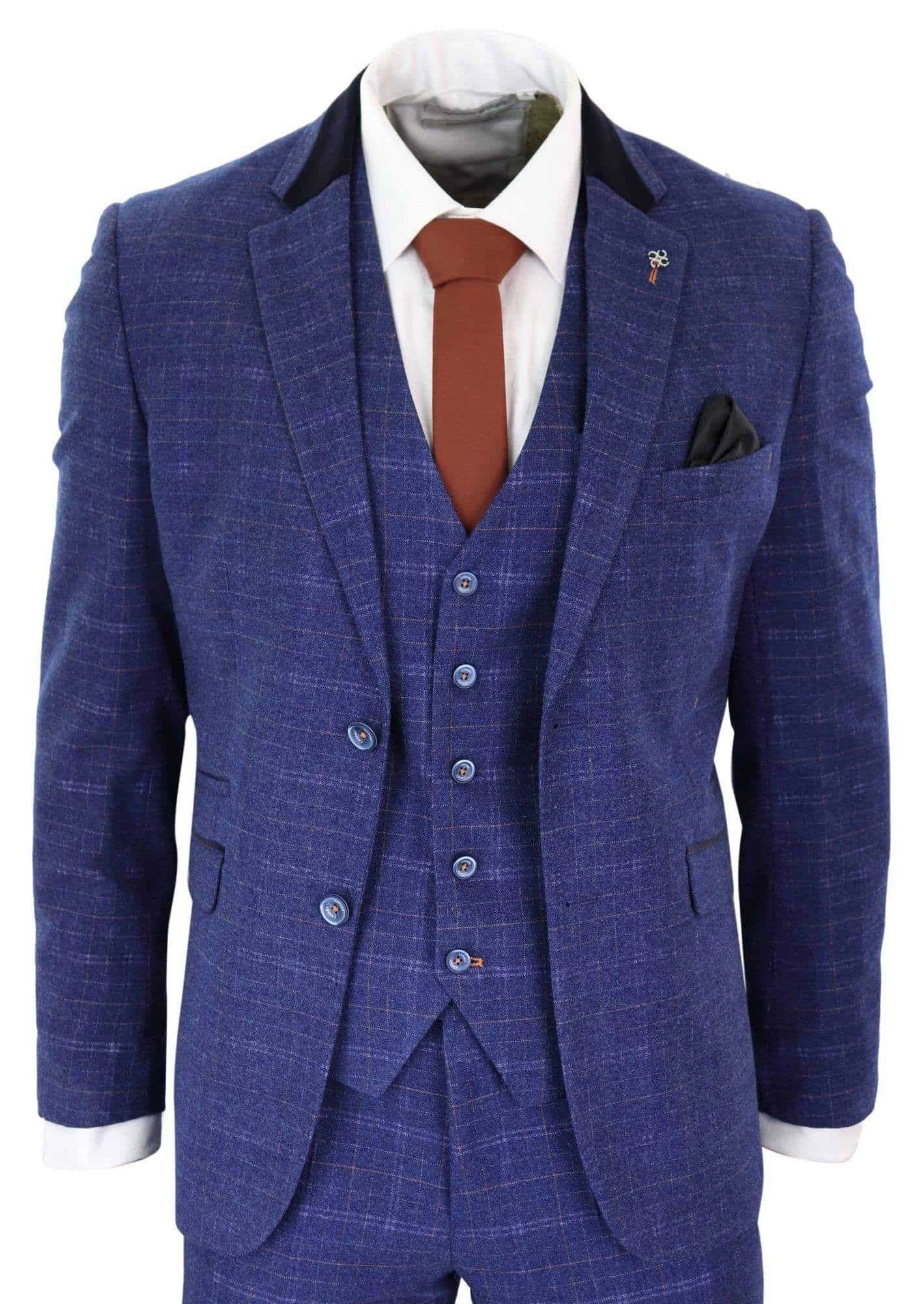 Cavani Kaiser – Men’s Blue Tweed Check Suit