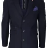 Cavani Mens Classic 3/4 Length Navy Overcoat