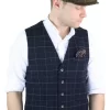 Cavani Shelby – Men’s Navy-Blue Check Tweeed Waistcoat