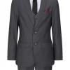 Boys 3 Piece Charcoal Dark Grey Suit Classic Wedding Party Vintage