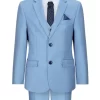 Boys 3 Piece Suit Sky Blue Light Wedding Party Christening Smart Formal