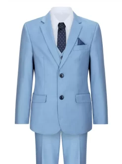 Boys 3 Piece Suit Sky Blue Light Wedding Party Christening Smart Formal