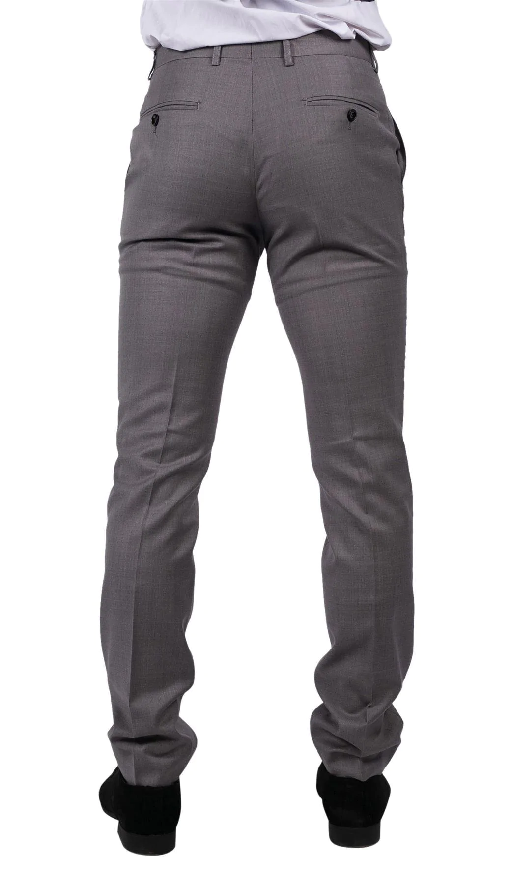 Mens Light Grey Trousers Classic Stitch Wedding Summer Prom Classic Grooms - Image 2