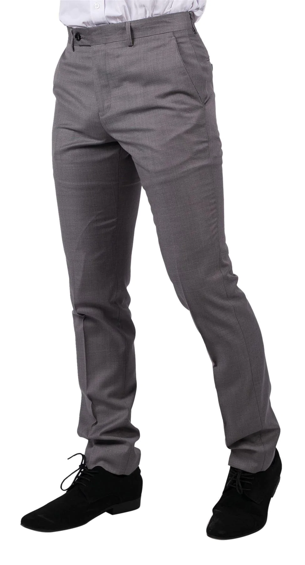 Mens Light Grey Trousers Classic Stitch Wedding Summer Prom Classic Grooms - Image 3