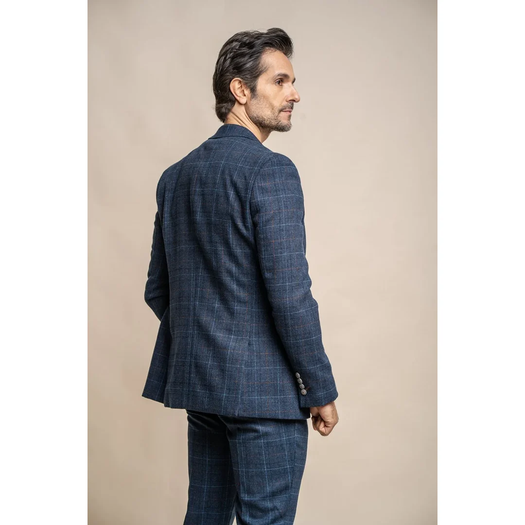 Cody – Men’s Navy Blue Check Blazer - Image 3