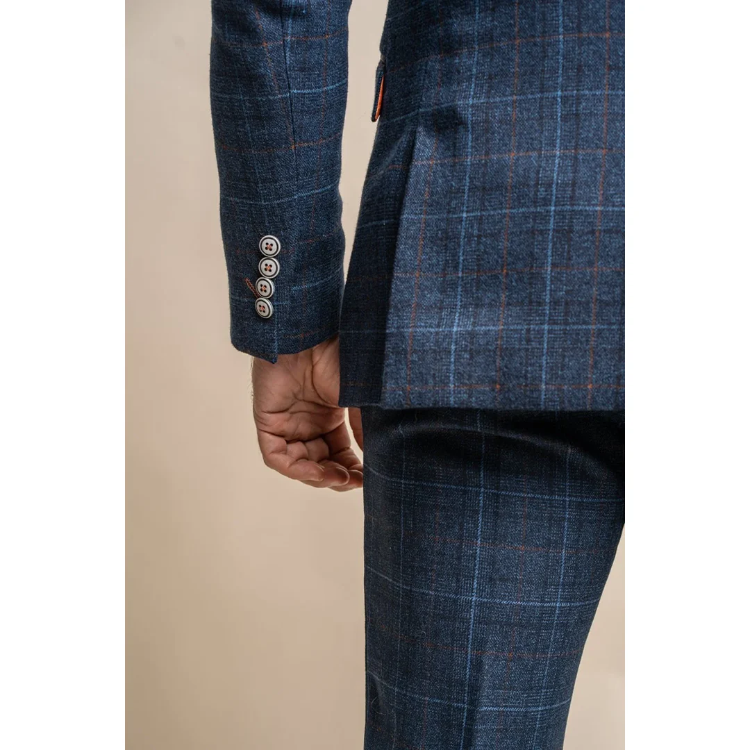 Cody – Men’s Navy Blue Check Blazer - Image 4