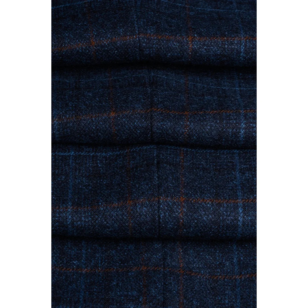 Cody – Men’s Navy Blue Check Blazer - Image 5
