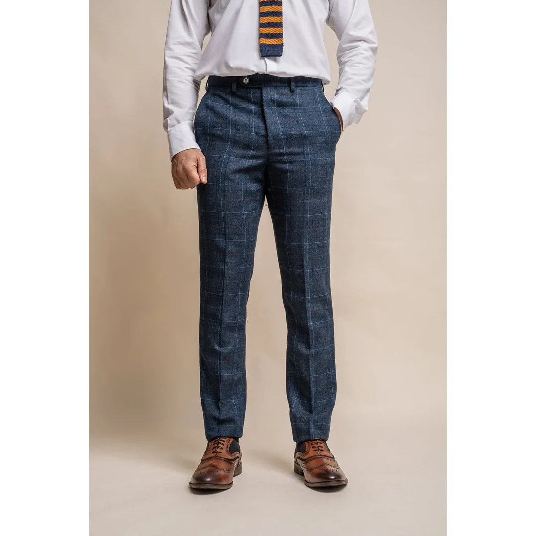Cody – Men’s Navy Blue Check Trousers