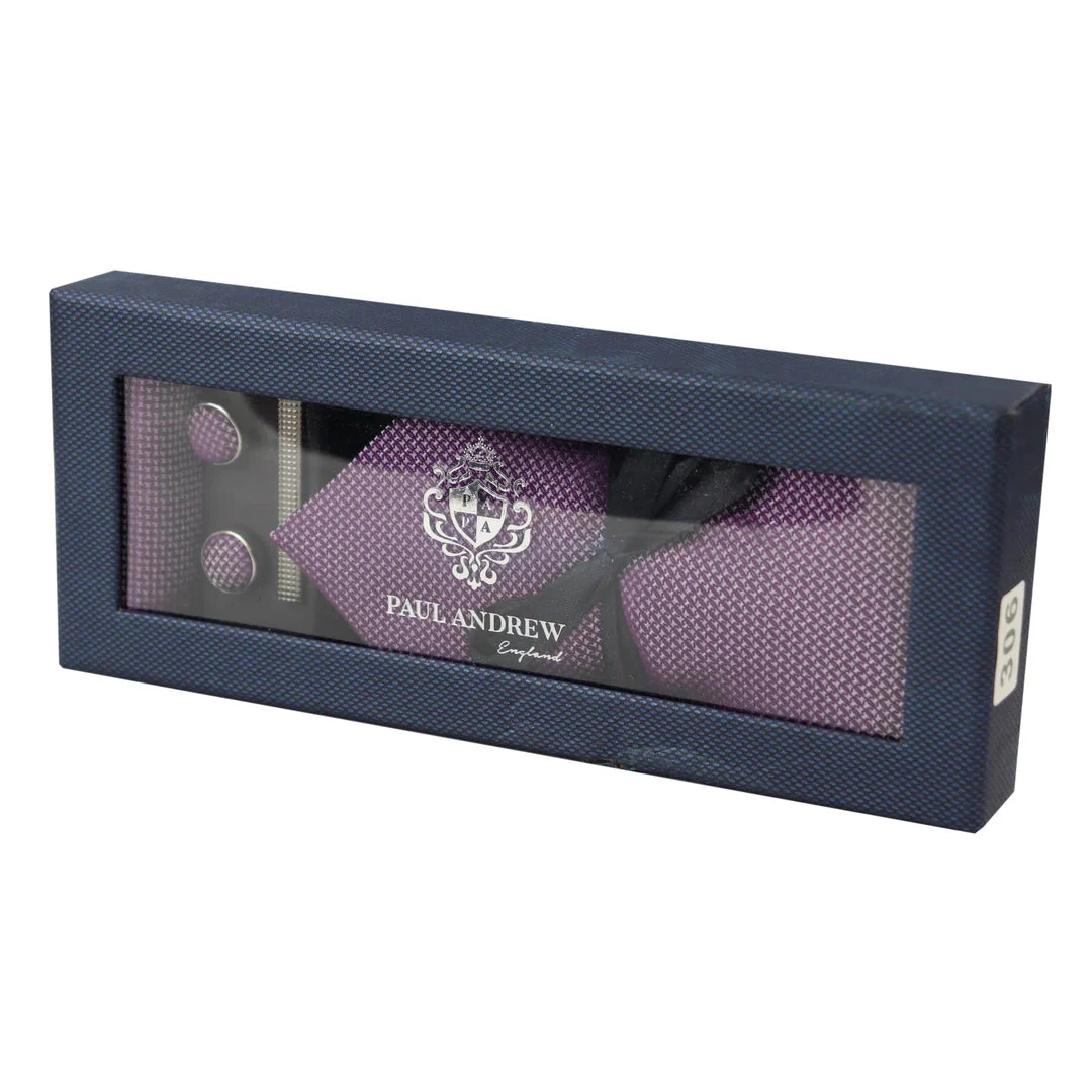 Diamond Neck Lilac Tie Gift Set Pocket Square Cuff Links Pin Tie For Shirt Satin - Image 2