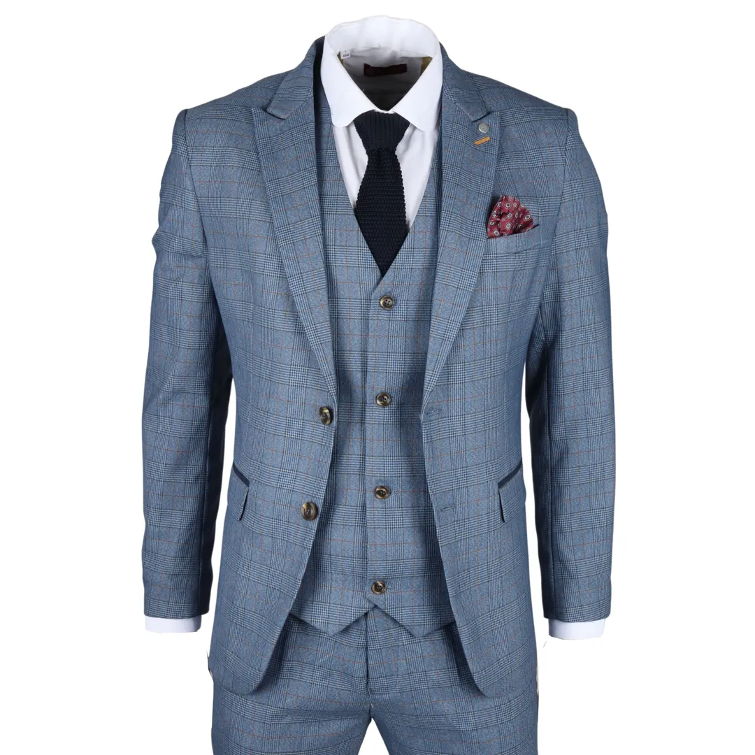 Earl – Men’s Blue Checked Blazer - Image 2