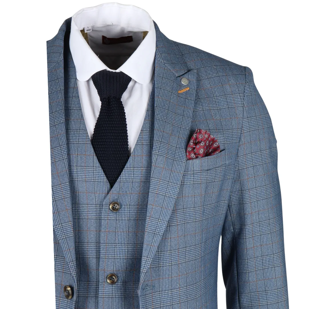 Earl – Men’s Blue Checked Blazer - Image 3