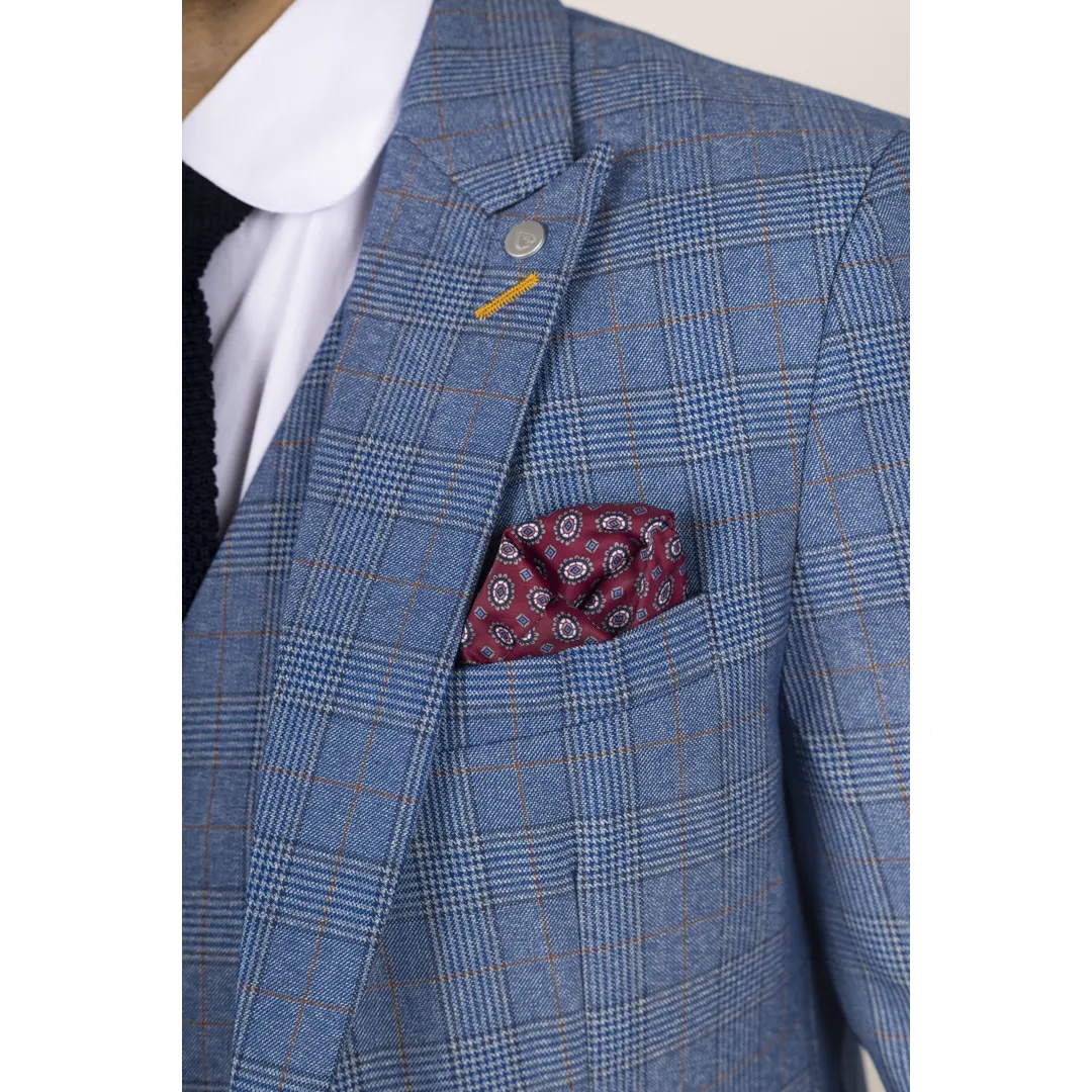 Earl Men’s 3-Piece Blue Checked Tailored Suit - Image 3