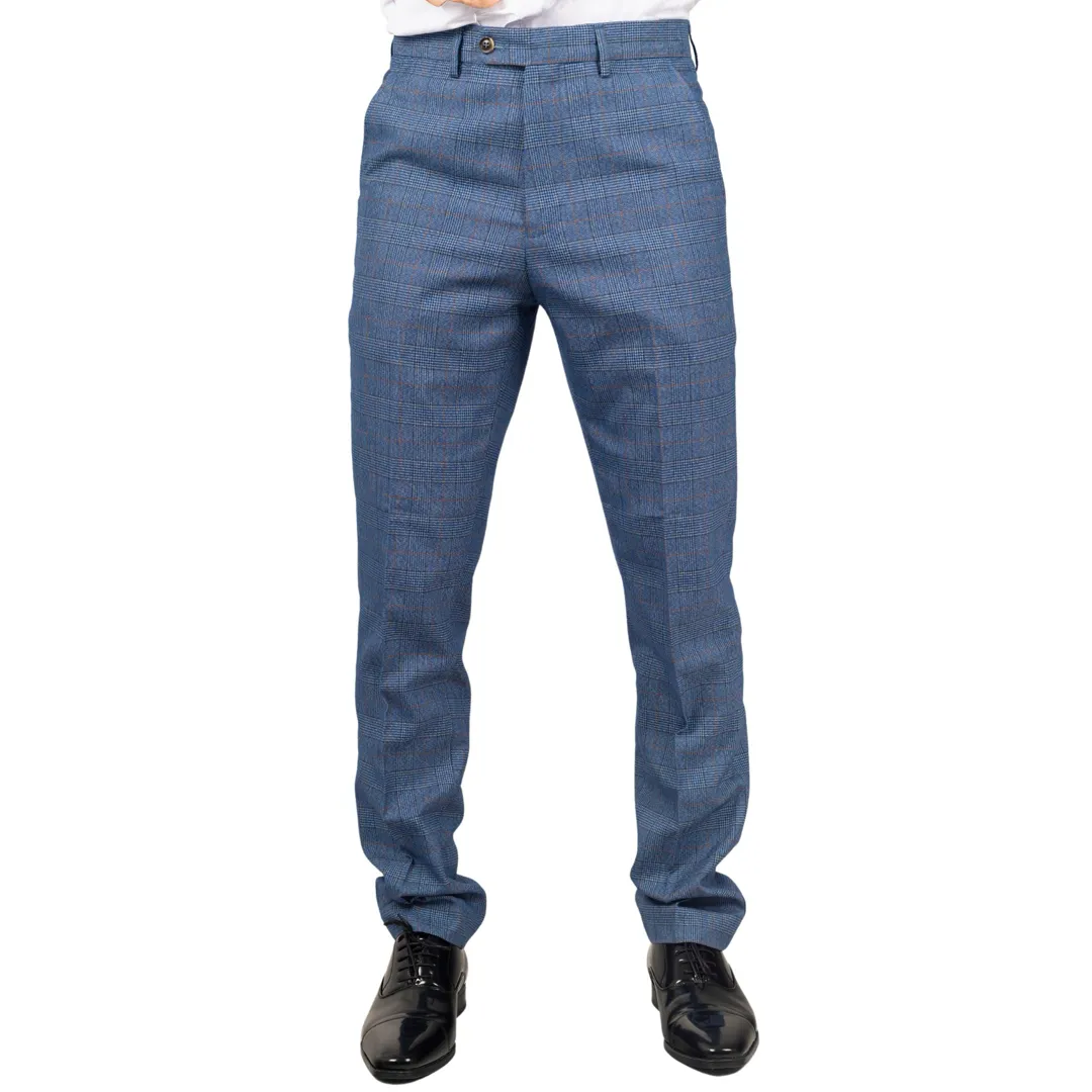 Earl – Men’s Blue Checked Trousers